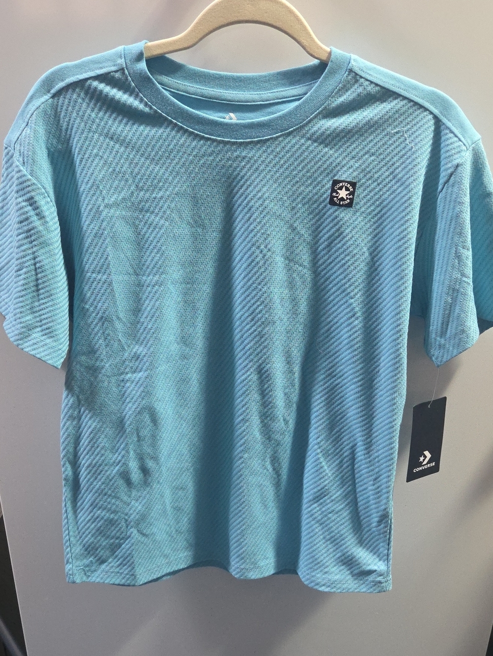 Converse All Star Boys XL Blue Textured Short Sleeve T-Shirt
